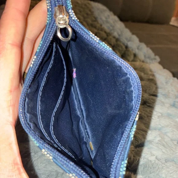 Coach Navy and Teal Patterned Wristlet - Picture 4 of 4